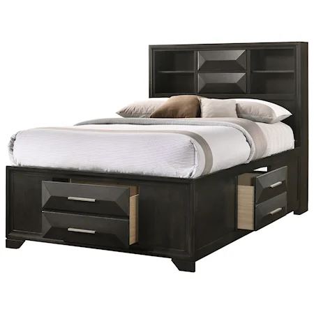 Casual Twin Captain's Bed with Shelves and Storage Drawers